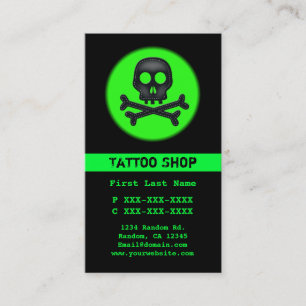 tatouage crâne vert noir cartes de visite personna