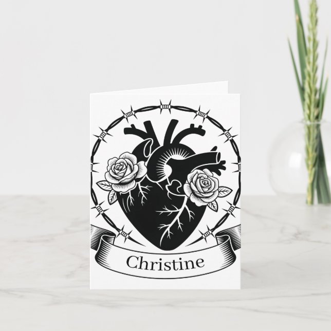 Tatouage de cœur anatomique : Conception en noir e (Devant)
