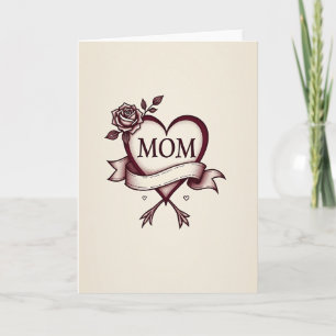 Tatouage de maman vintage cœur carte