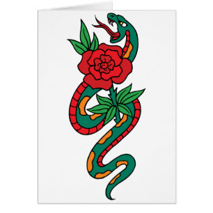 Tatouage de serpent enroulé autour d'une rose roug