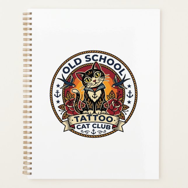 Tatouage École Ancienne Chat Mignon Design - Vieil (Devant)