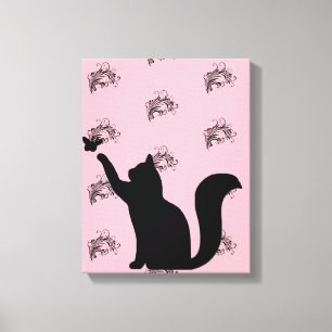 tatouage rose imprimé chatte ludique toile en bois