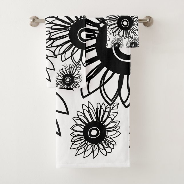 Tatouage Tournesol Floral Noir Blanc Tatouage Fleu (En situation)