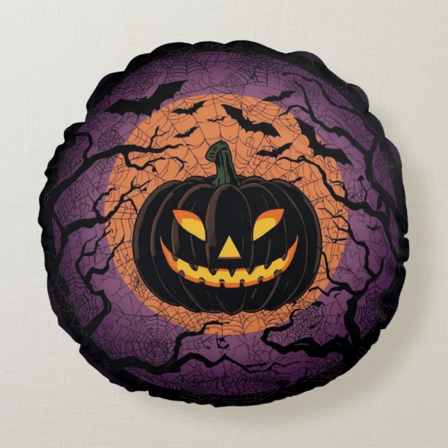 Tatouille Citrouille Noire Coussin Rond (Devant)