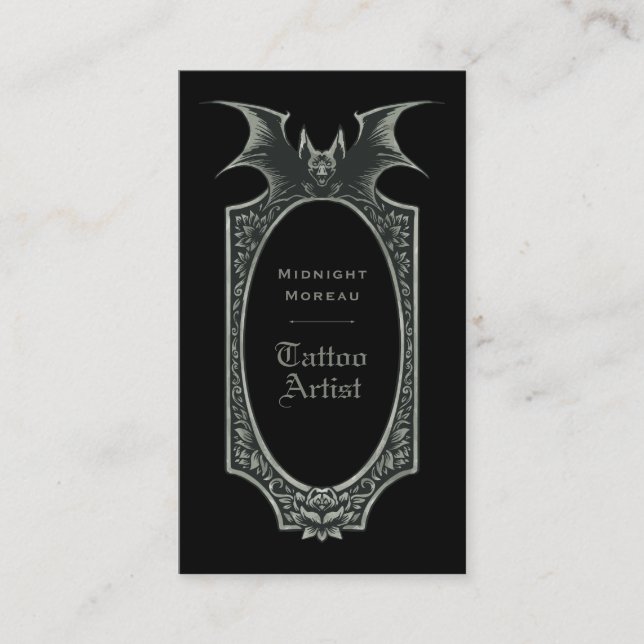 Tattoo Artist Bat QR Code Carte de visite (Devant)