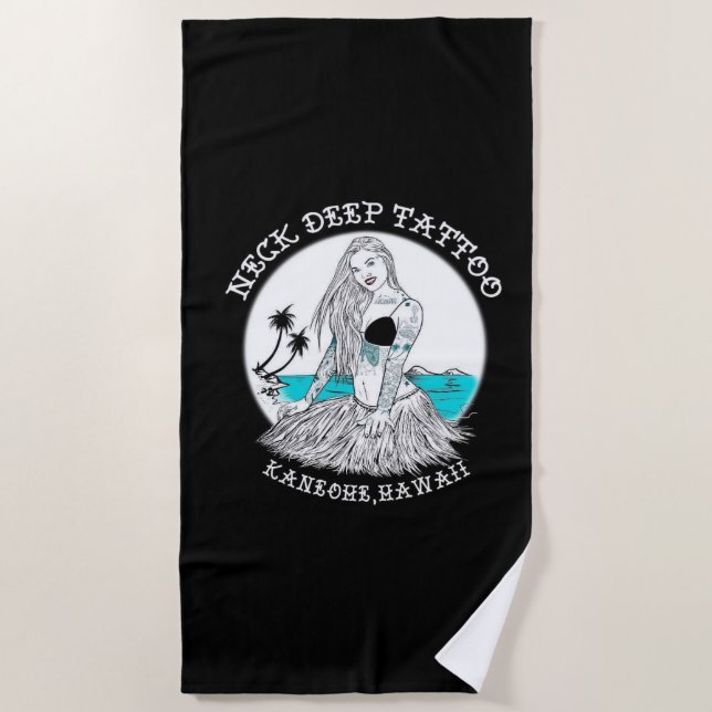 Tattoo Hula Girl Beach Serviette (Devant)