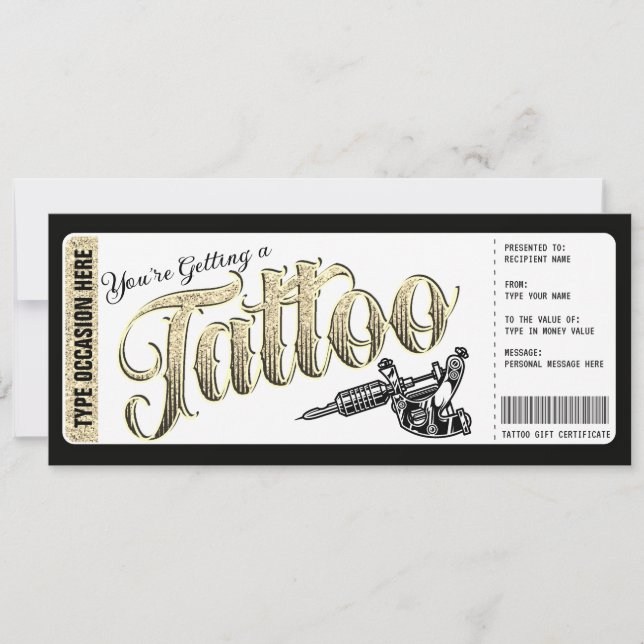 Tattoo Obtenir Enked Carte cadeau Voucher (Devant)