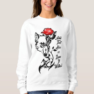 Tattoo She Wolf Head et Red Rose Sweatshirt