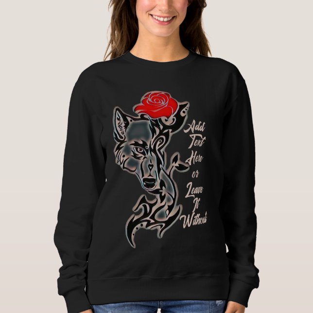 Tattoo She Wolf Head et Red Rose Sweatshirt (Devant)
