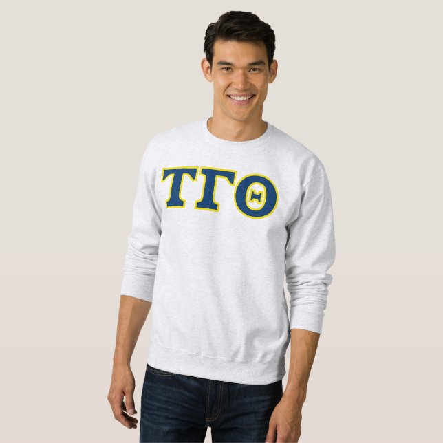 Tau Gamma Theta Gris Sweatshirt - Lettres colorées (Devant entier)