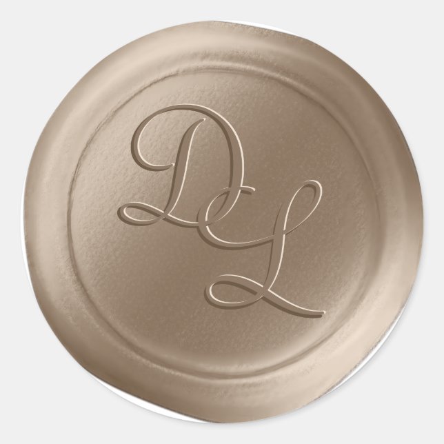 Taupe Beige 2 Lettre Monogramme Stickers de cire (Devant)