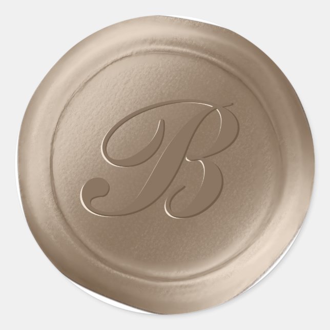 Taupe Brown 1 lettre Monogramme Stickers de cire (Devant)