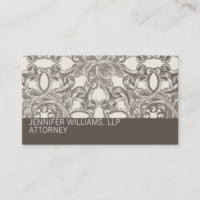 Taupe Damask Avocat Carte de visite (Devant)