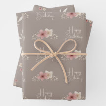 Taupe d'automne et papier d'enveloppement floral r
