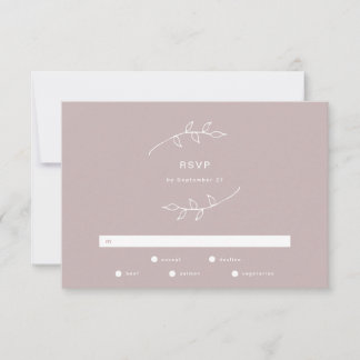 Taupe et blanc Simple Wreath Wedding RSVP