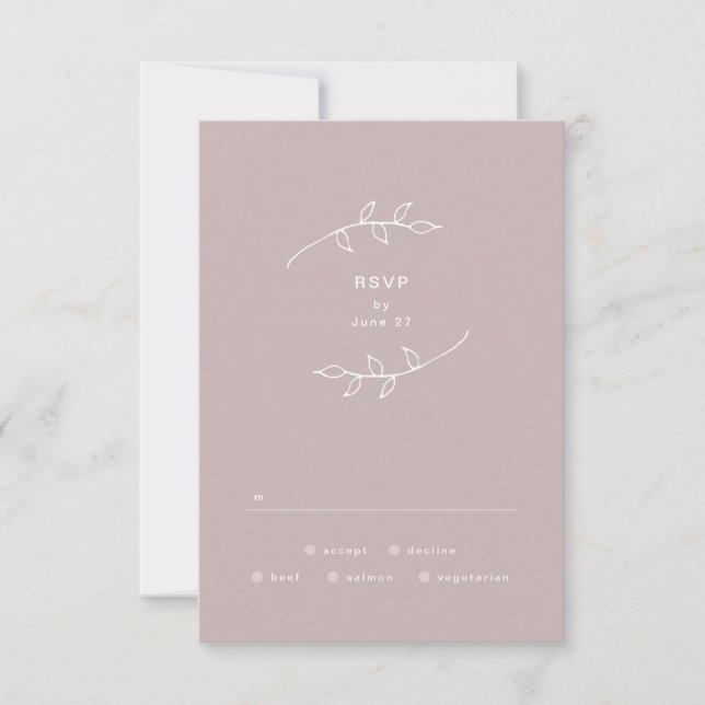 Taupe et blanc Simple Wreath Wedding RSVP (Devant)