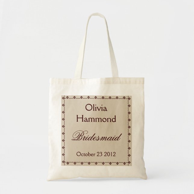 TAUPE et CHOCOLAT NOMMÉS FAITS SUR COMMANDE de sac (Devant)