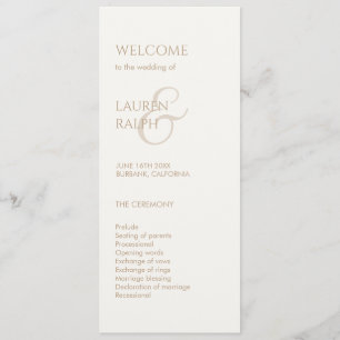 Taupe et Monogramme d'ivoire Programme de mariage 