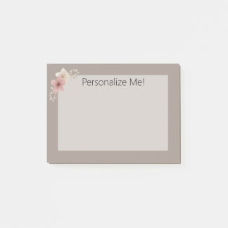 Taupe et rose Floral Post-it® Notes personnalisées