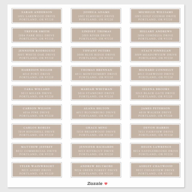 Taupe | Étiquettes de adresse individuels (Feuille)