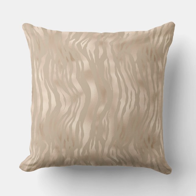 Taupe Gold Satin Animal Overlap Coussin de luxe (Recto)
