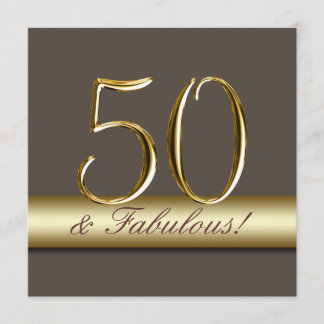 Taupe Gold Simple 50e anniversaire Invitation