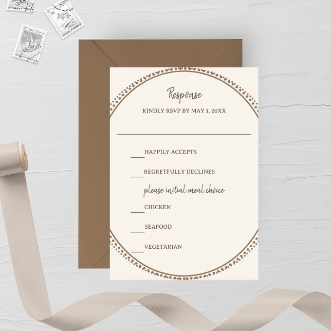 Taupe & Ivory Wedding RSVP Card (Créateur téléchargé)