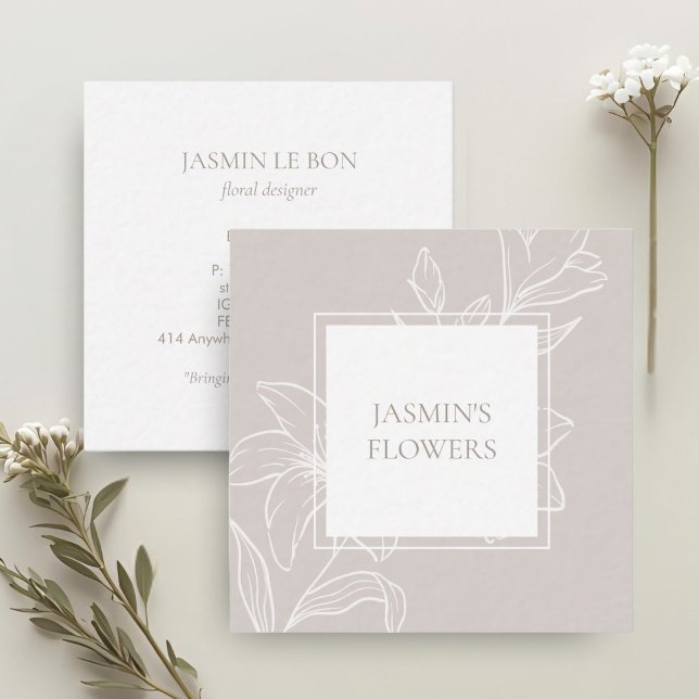 Taupe légère | Étiquette floral chic (Créateur téléchargé)