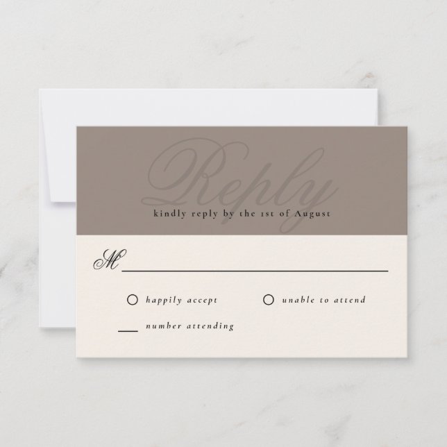 Taupe Moderne Élégant Monogramme minimal RSVP (Devant)