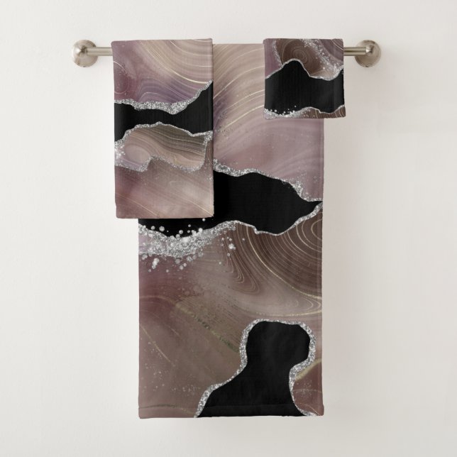 Taupe Tendance & Agate Noire Paillettes Argentées (En situation)