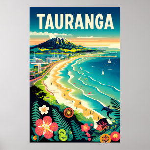 Tauranga Nouvelle-Zélande Affiches de voyage rétro