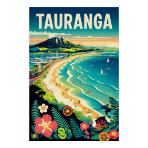 Tauranga Nouvelle-Zélande Affiches de voyage rétro