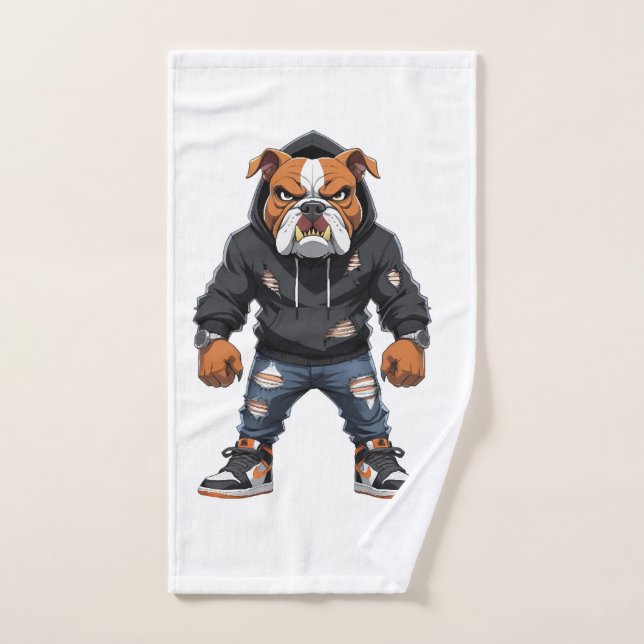 Taureau Alpha Urbain Bouledogue � Mascotte de Styl (Serviette à main)