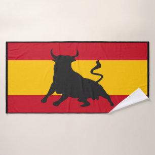 Taureau Silhouette Sur Drapeau Espagnol