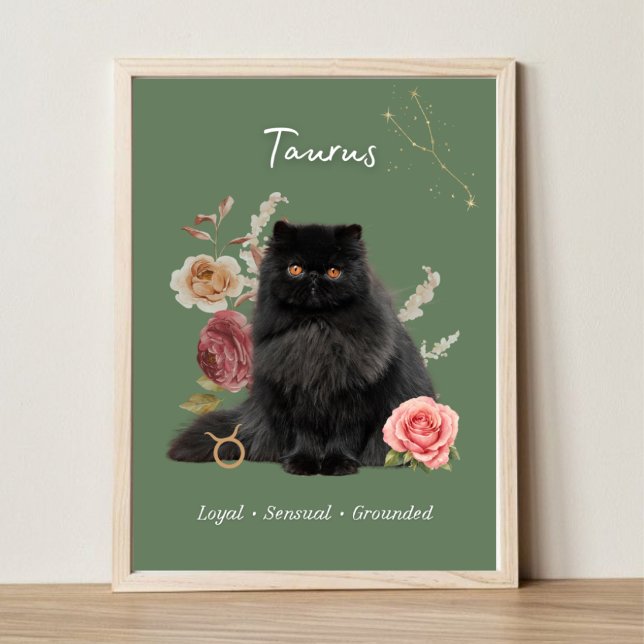 Taurus Cat Art Print, Zodiac Cat Poster (Créateur téléchargé)