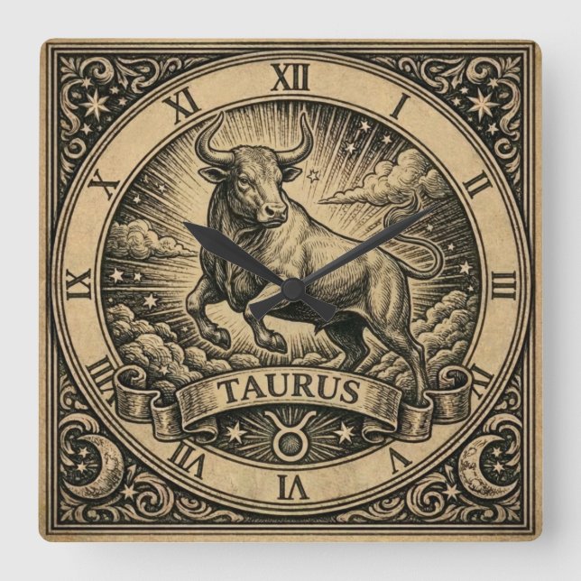 Taurus Horloge murale Zodiaque Vintage (Recto)