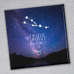 Taurus | Magnet de constellation zodiaque personna<br><div class="desc">Notre Aimant de signe de naissance Taurus est parfait pour toute personne inspirée par l'astrologie et la mysticisme de l'âge nouveau. Avec un beau ciel étoilé foncé en arrière-plan, la constellation de Taurus se trouve au-dessus du texte et du symbole du zodiaque. Le texte de l'horoscope peut être facilement personnalisé...</div>