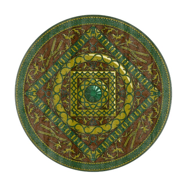 Taurus Mandala Planche à découper en verre (Devant)