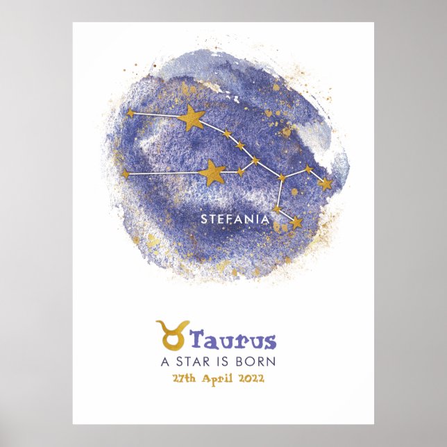 Taurus Nom du bébé Zodiac Starry Poster (Devant)