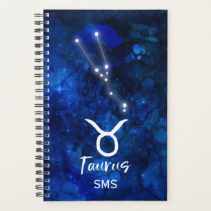 Taurus Zodiac Constellation Blue Galaxy Monogramme