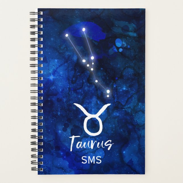 Taurus Zodiac Constellation Blue Galaxy Monogramme (Devant)