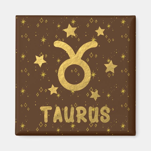 Taurus Zodiac Earthy Magnet Brown (Devant)