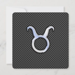 Taurus Zodiac Sign on Charcoal Carbon Fiber Print