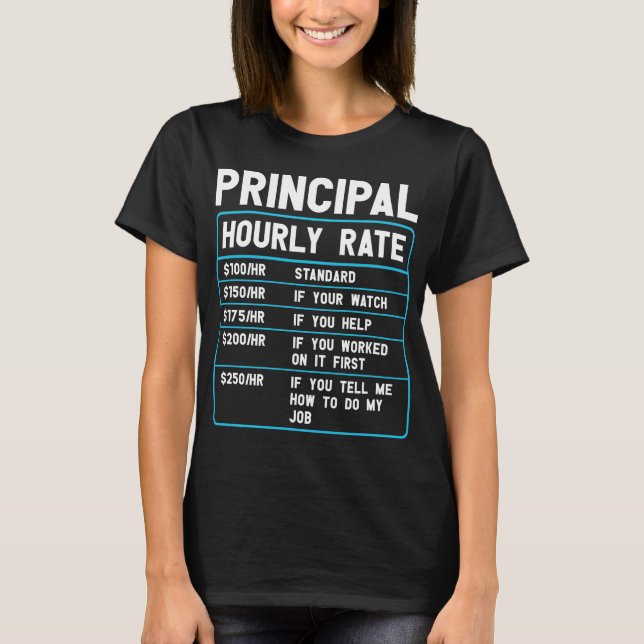 Taux horaire principal amusant T-shirt (Devant)
