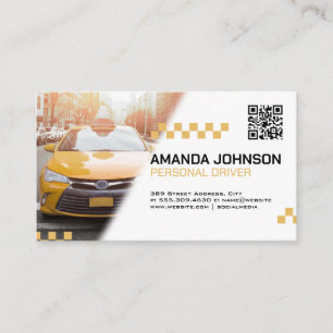 Taxi   Cabine jaune   Carte de visite de code QR