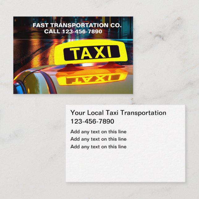 Taxicab conducteur Taxi Cartes de visite légers (Devant / Derrière)