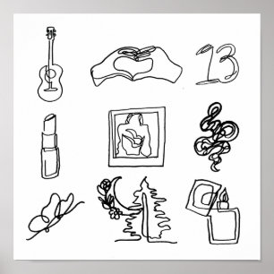 Taylor Eras Minimaliste Line Art Album Poster