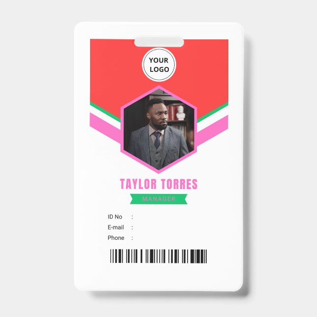 Taylor | ID photo de l'employé Badge du gestionnai (Avant)