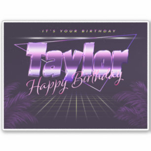 Taylor Nom Prénom lila retro Sticker