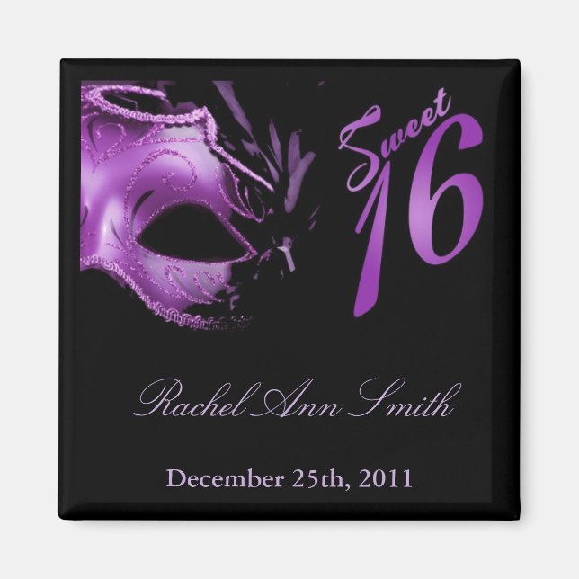 {TBA} 2"x2" Sweet 16 Purple Lilac Favor Magnet (Devant)